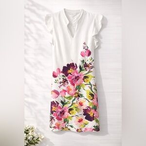 New York & Company White Dress with Pink Floral Design